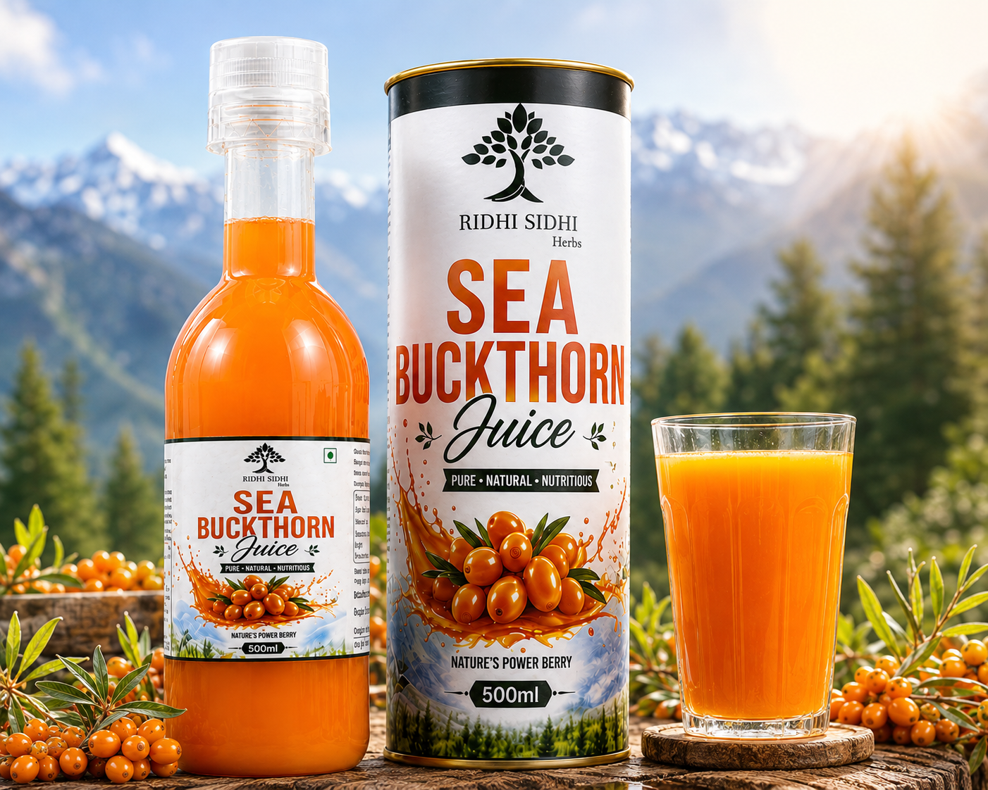 Ridhi Sidhi Herbs Sea Buckthorn Juice 500ml | Pure Natural Sea Buckthorn Berry Juice | Daily Wellness Drink | Antioxidant Rich Fruit Juice - Image 4